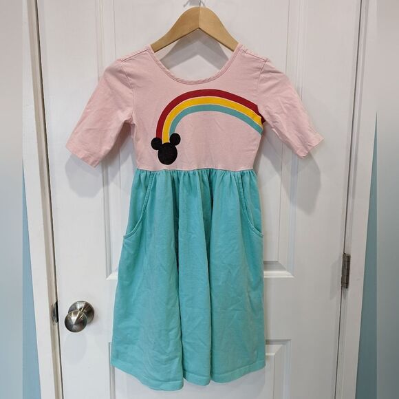 Hanna Andersson Mickey Mouse Rainbow Pink  Cotton Dress Girls Size 140 10 - Picture 3 of 6